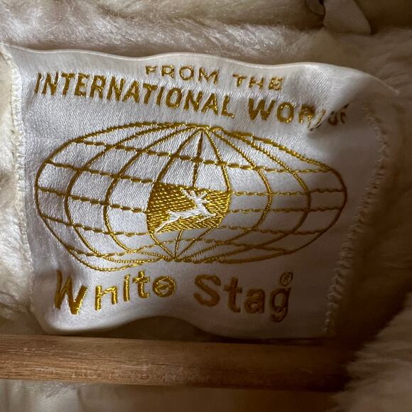 Vintage White Stag Cream Faux Fur Double Breasted Pea Coat Size 10 - Picture 5 of 9